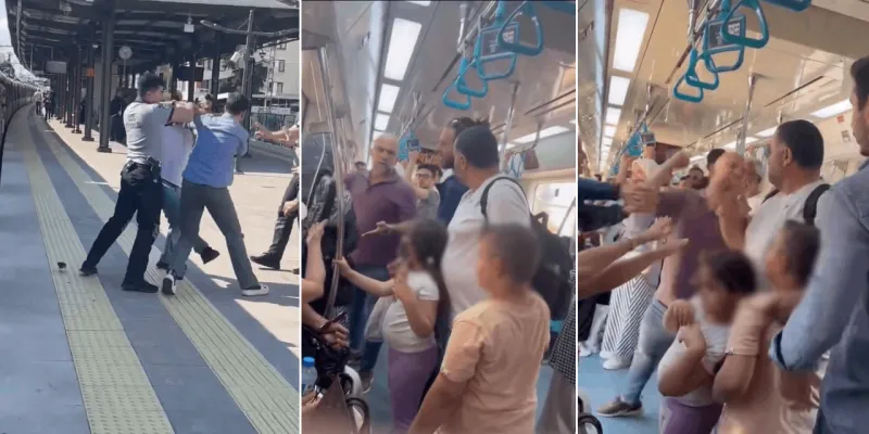 Marmaray'da Şok Eden Kavga! Yer Vermeme Tartışması Kanlı Bitti