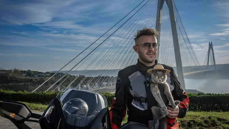 Motosikletli kedi "Gofret" İstanbul sokaklarında ilgi odağı oldu